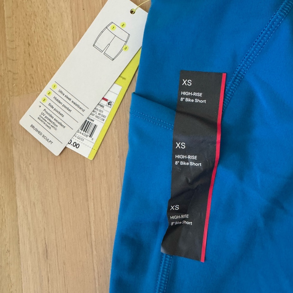 NWT All in Motion XS Blue Bike Shorts High-Waisted - Picture 5 of 5